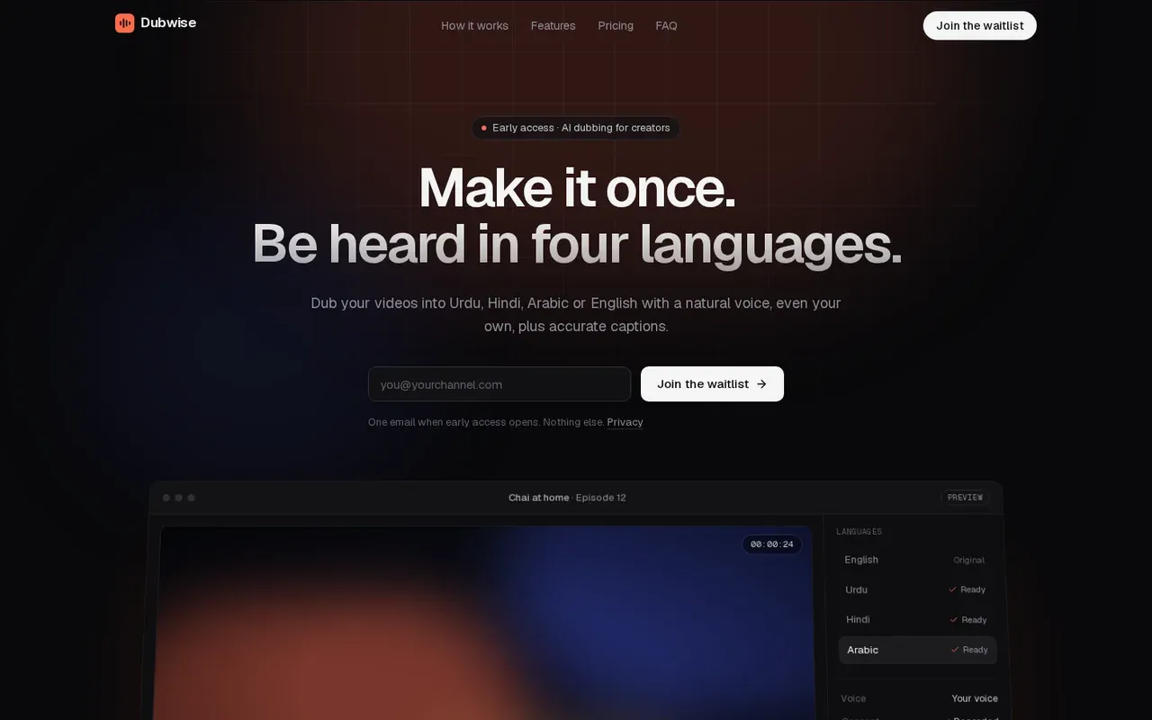 Dubwise launch page