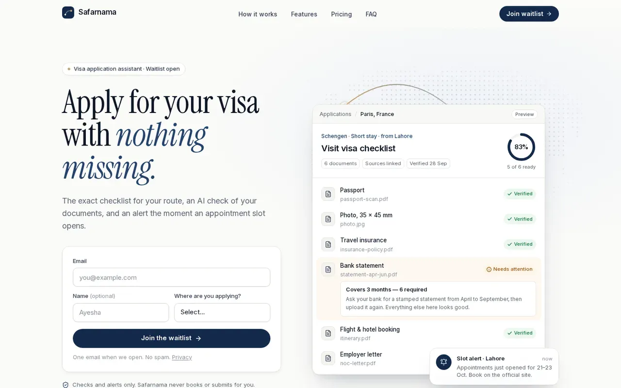 Safarnama launch page